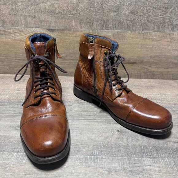 Aldo Giannola Brown Leather Lace Up and Zipper Closure Boots Men\'s Size 12 main image 7